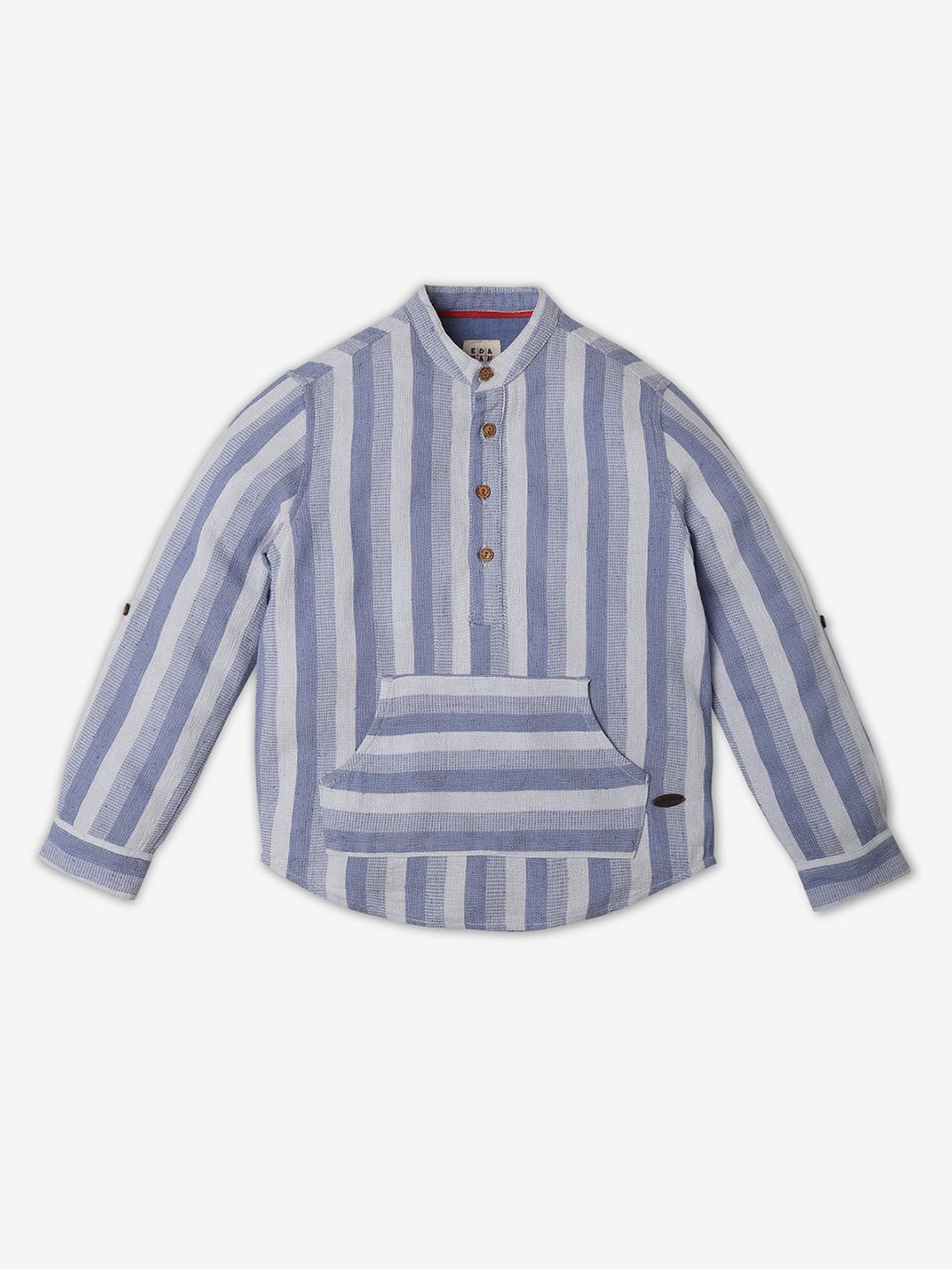 Ed-a-Mamma Kids Blue Striped Full Sleeves Shirt