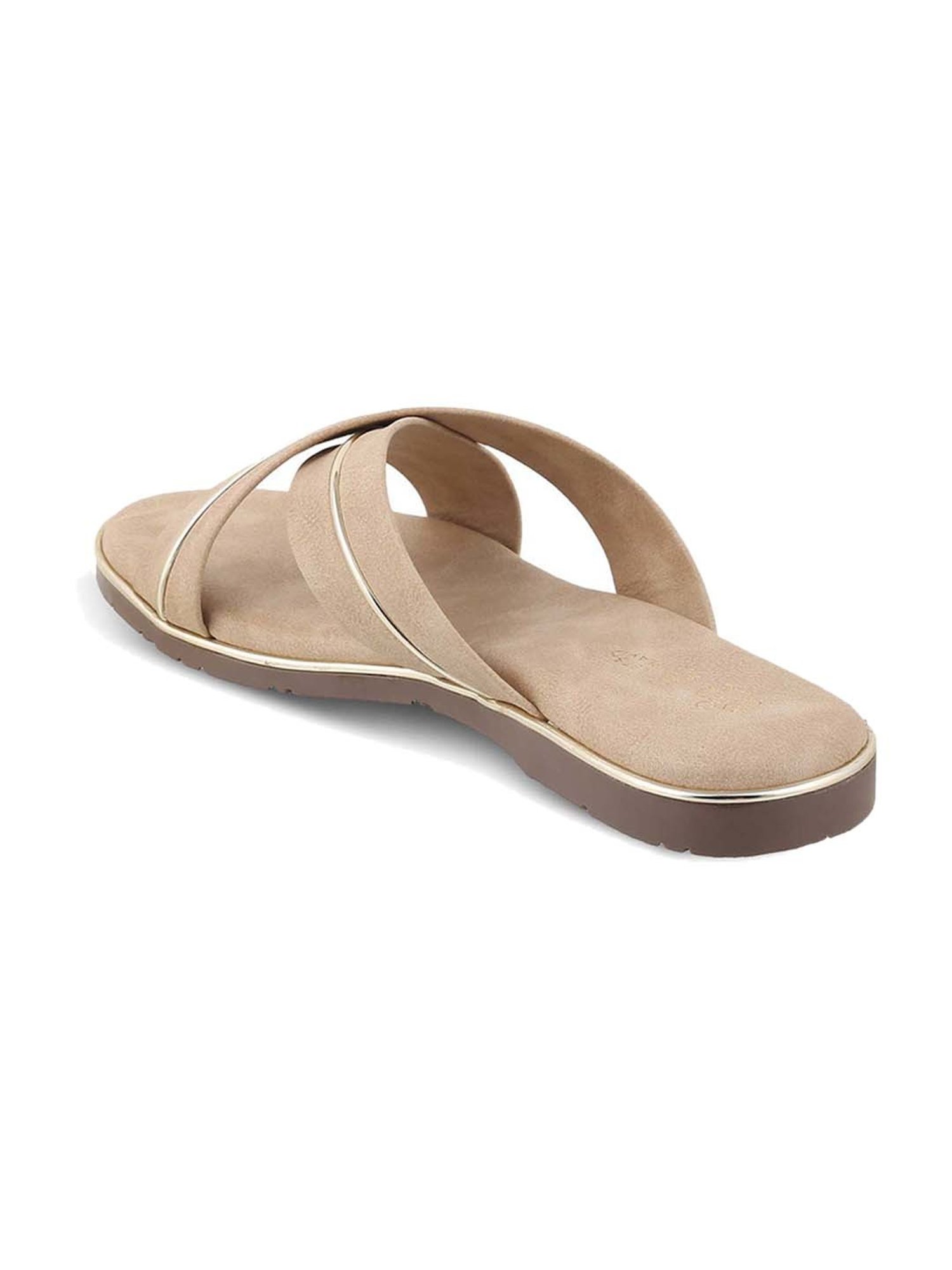 Tresmode Women's Beige Cross Strap Sandals
