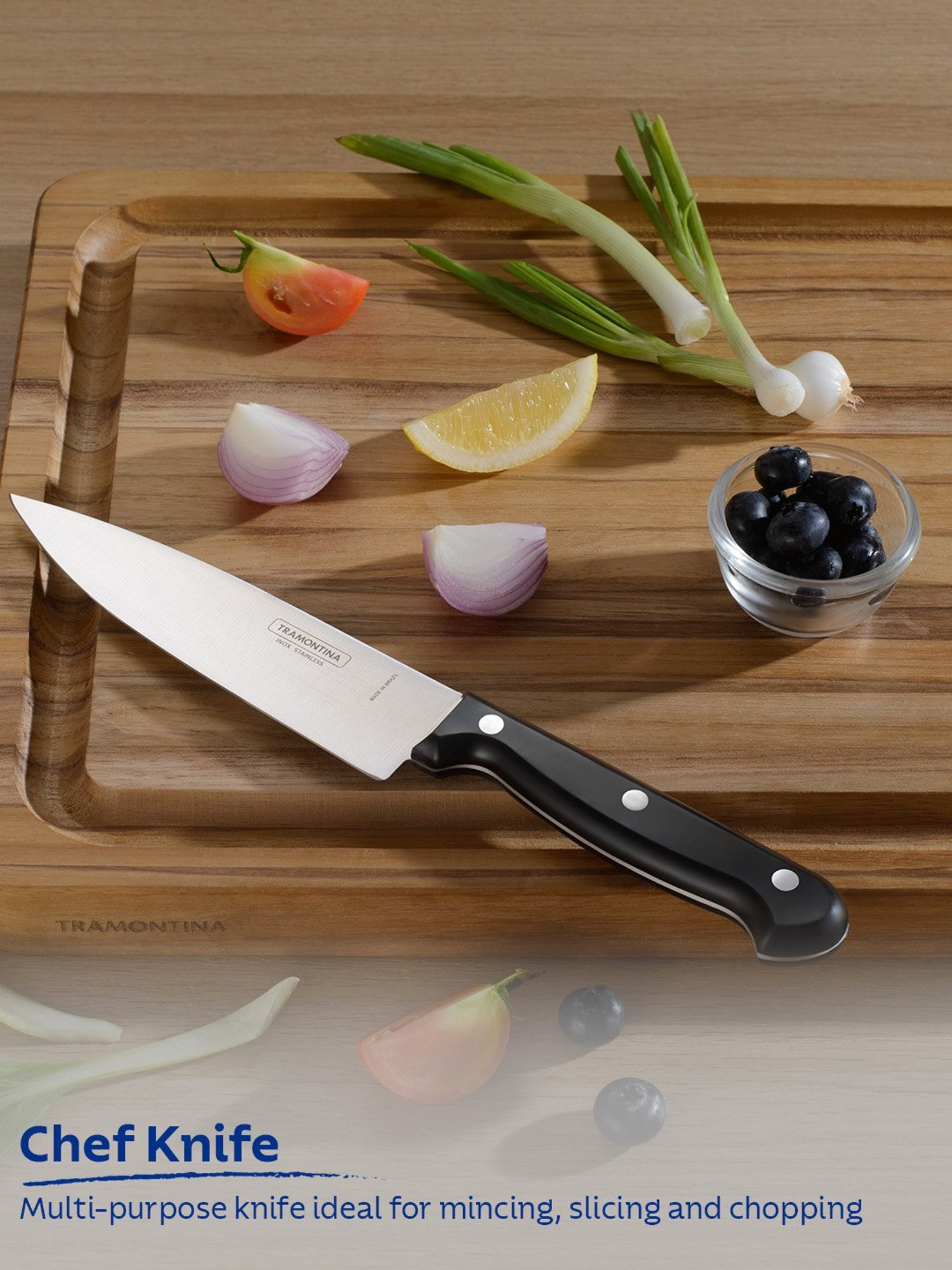 Tramontina Ultracorte Stainless Steel Chef Knife Plain Edge 5.9" Antimicrobial Kitchen Knife