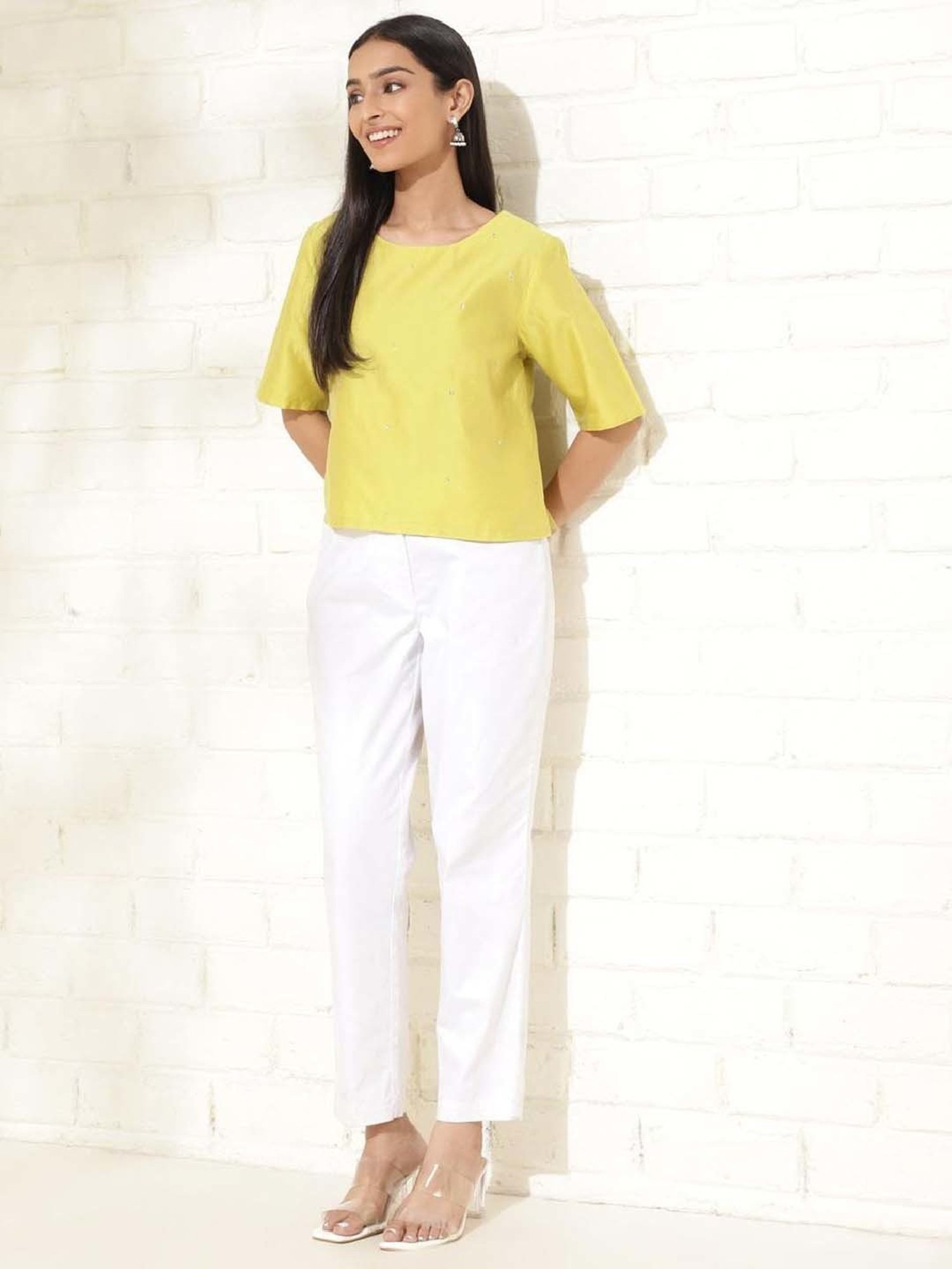 Fabindia Green Embroidered Top