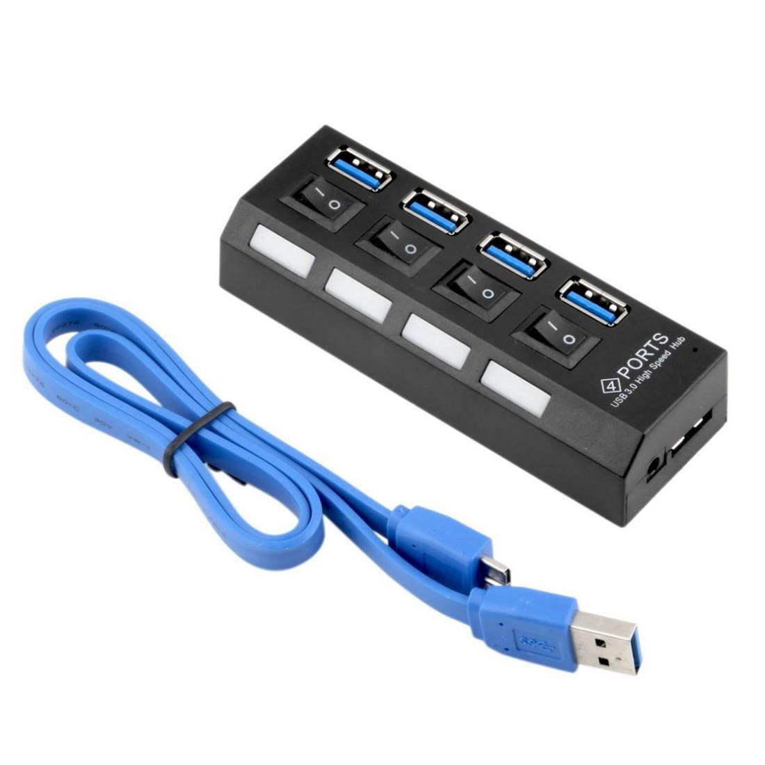 Etmakit New USB 3.0 Hub 4 Ports Super Speed 5Gbps 4 Ports USB 3.0 Hub With on/off Switch For Windows Mac OS Linux PC Laptop