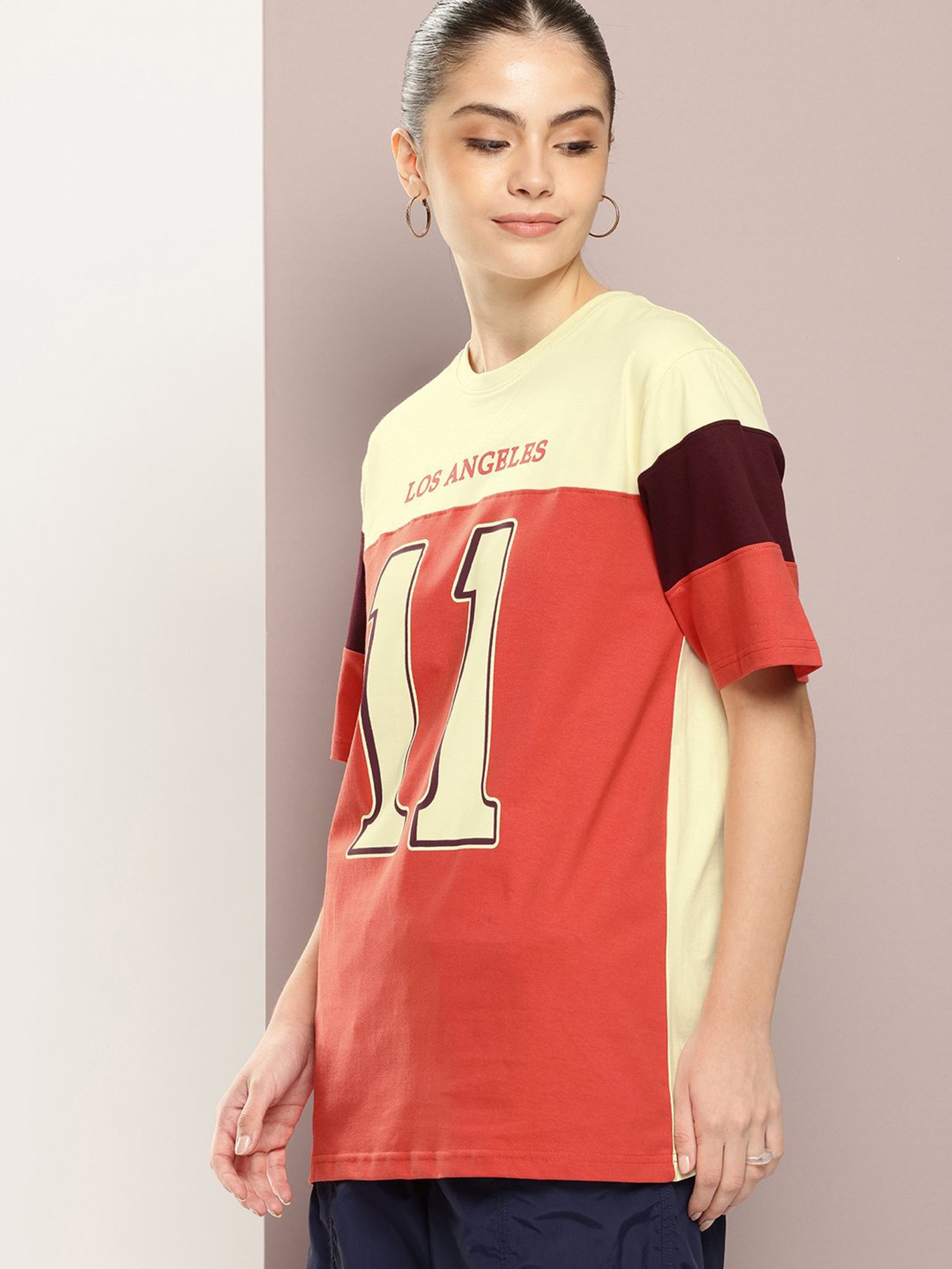 Dillinger Red Cotton Graphic Print Oversized T-Shirt