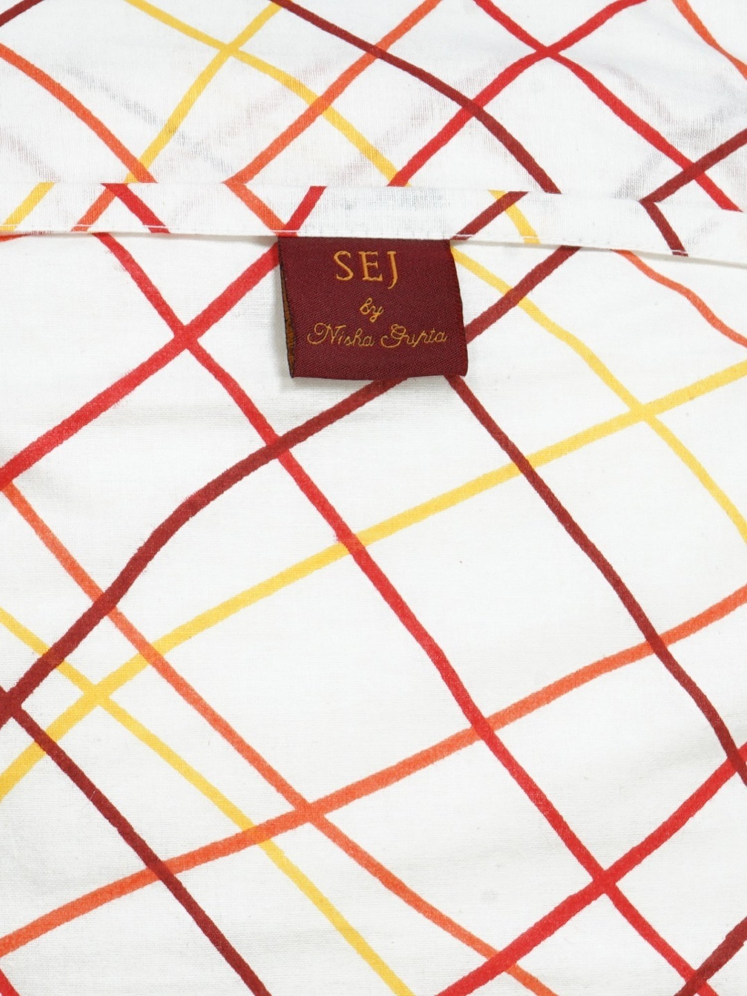 SEJ by Nisha Gupta Geometric Red 160 TC Cotton Single Bed Sheet with 1 Pillow Cover