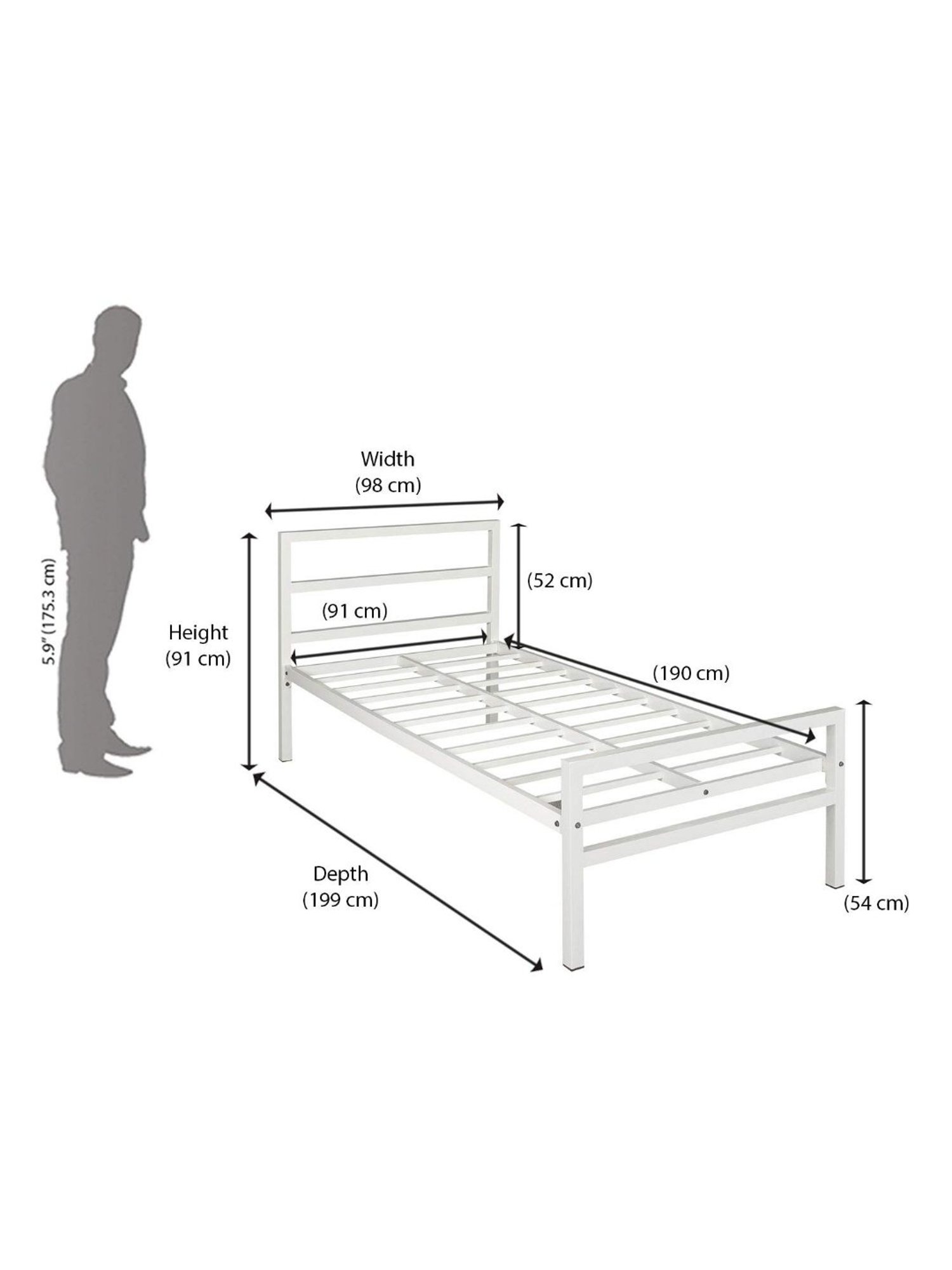 Doctor Dreams by Nilkamal White Metal Single Striker Bed