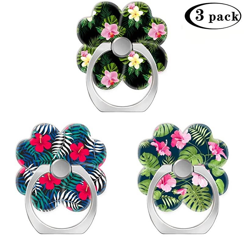 Pack Mobile Phone Ring Holder Finger GripTropical Flowers Pattern Floral Cell Phone Stand Kickstand Compatible with All Smartphone