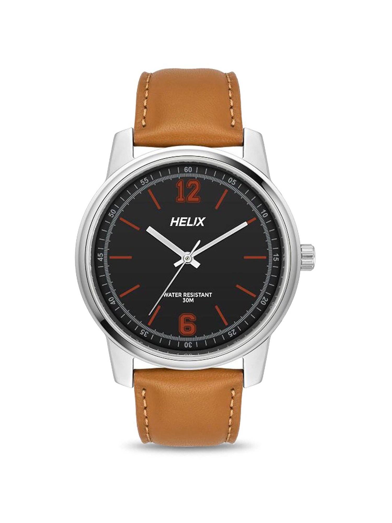 Helix By Timex Black Round Dial Analog Leather Men Watch - TW046HG00