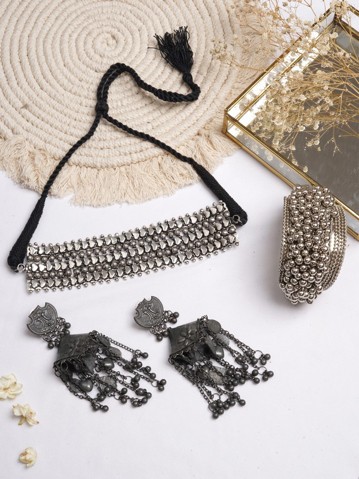 Teejh Pitara Collection Vaanika Silver Oxidized Jewellery Set