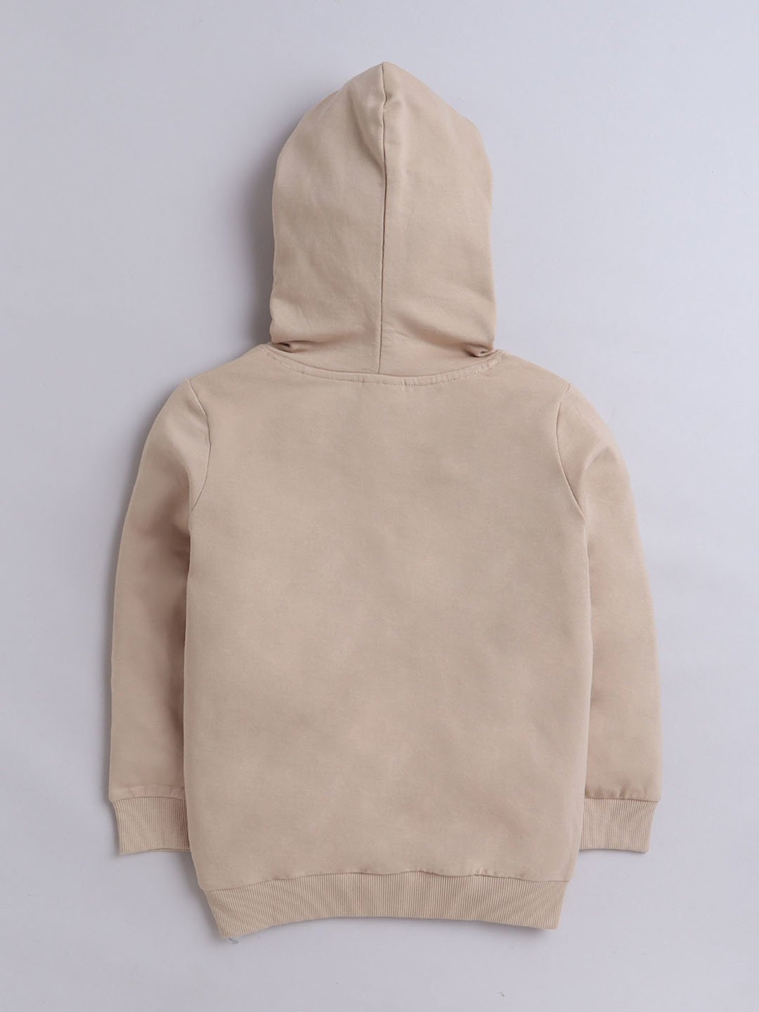 BUMZEE Beige Girls  Full Sleeves Cotton Hooded Zipper Sweatshirt Age - 2-3 Years