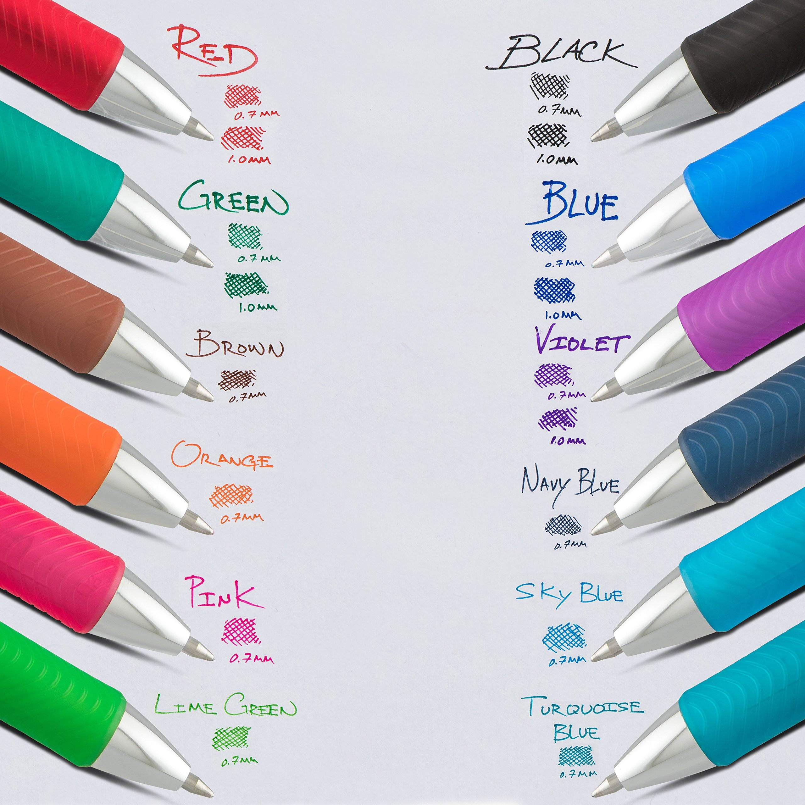 pentel energel rtx retractable liquid gel pen, 0.7mm medium line, assorted ink,12pk bl77bp12m