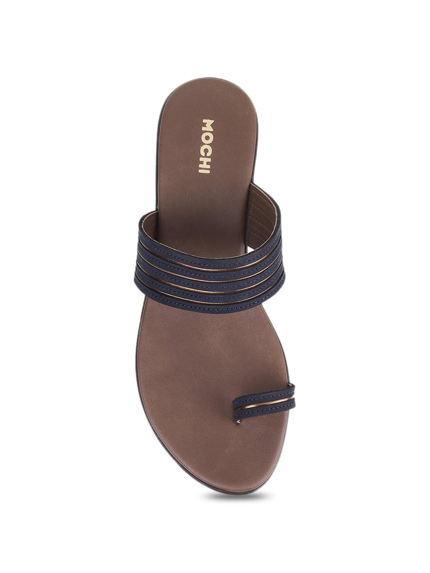 Mochi Women's Blue Toe Ring Wedges