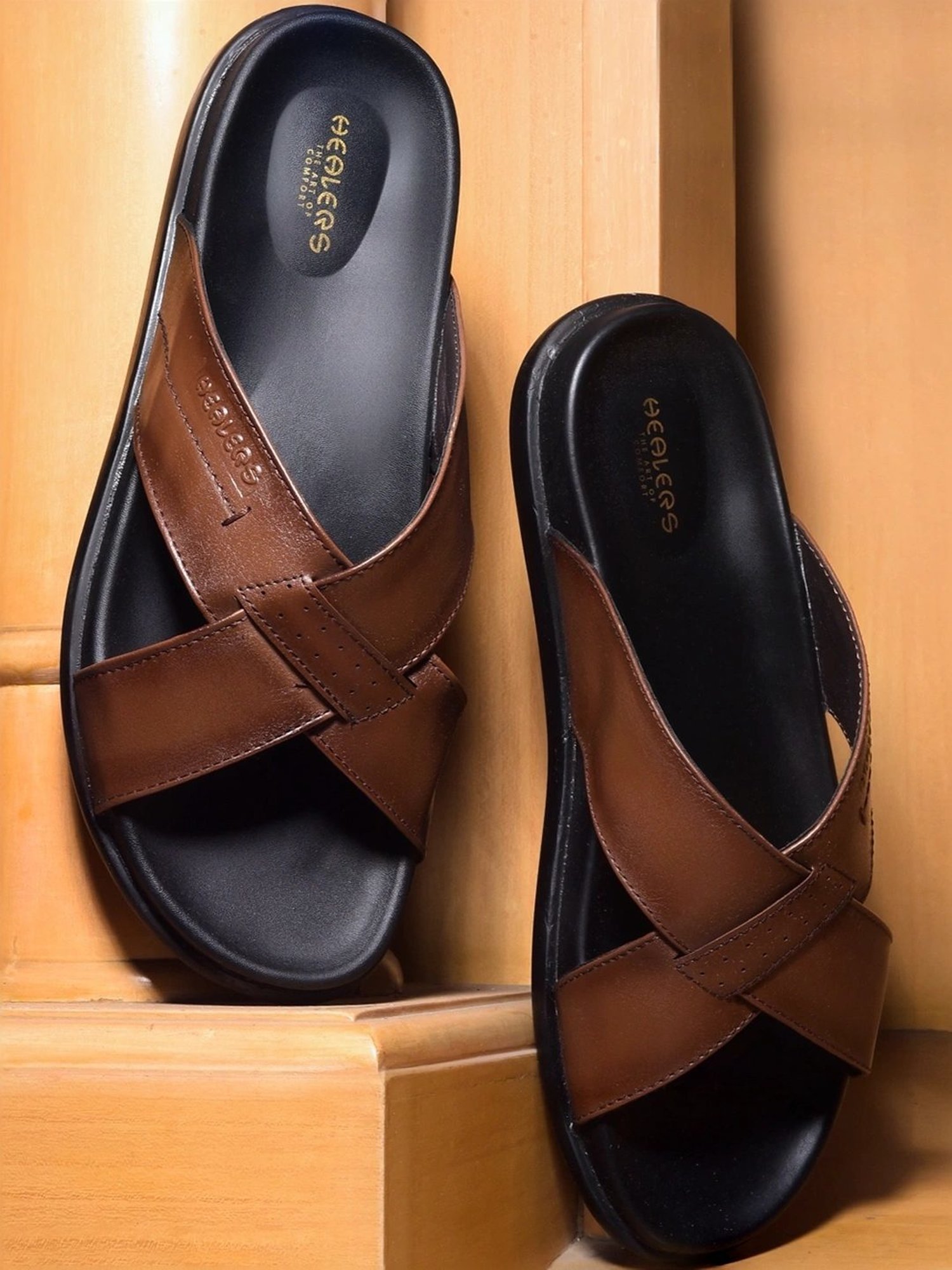 Healers by Liberty Men's Tan Cross Strap Sandals