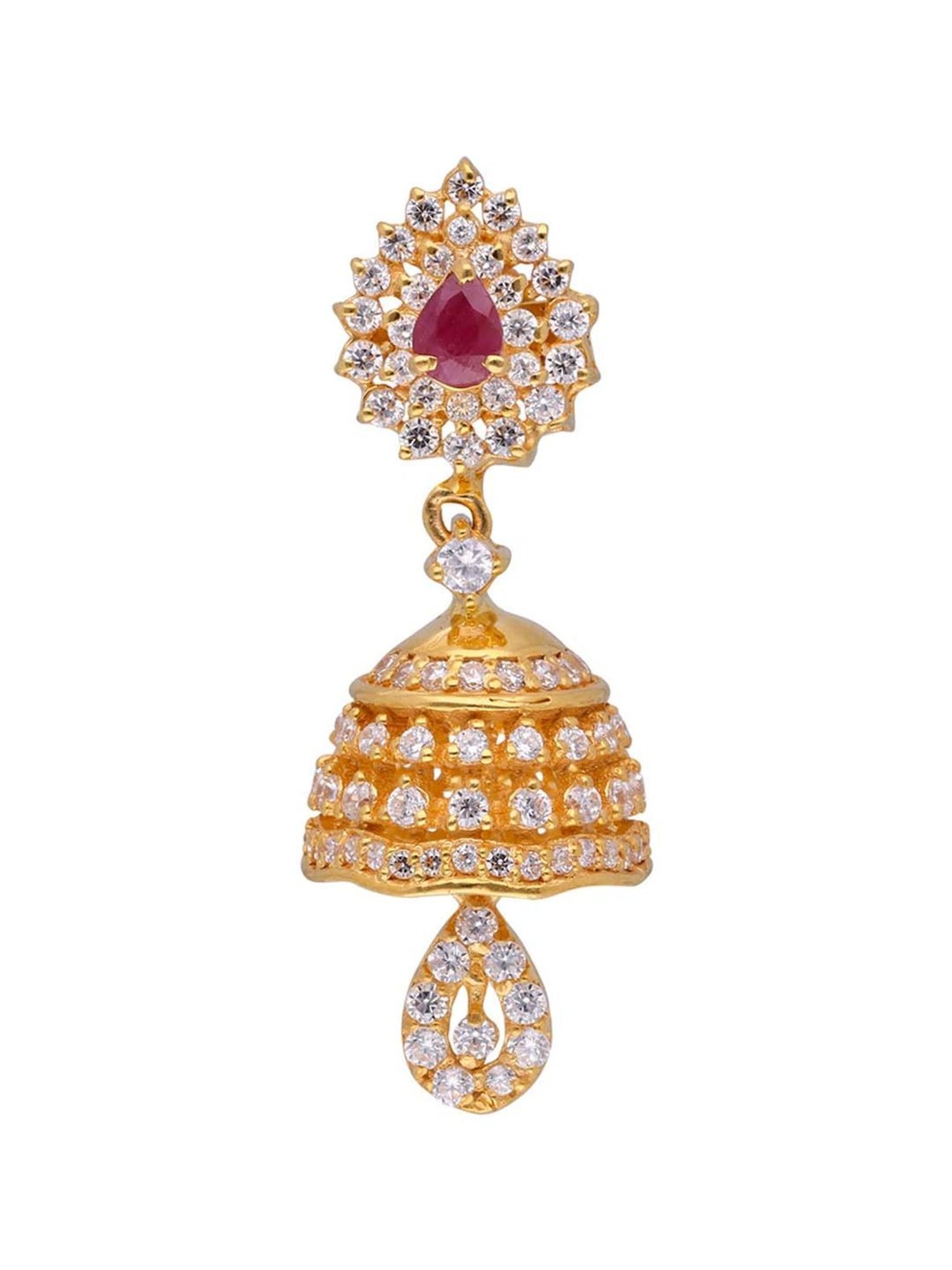 CKC Radiant Charm: Gold Jumka with Zircon and Ruby Stones