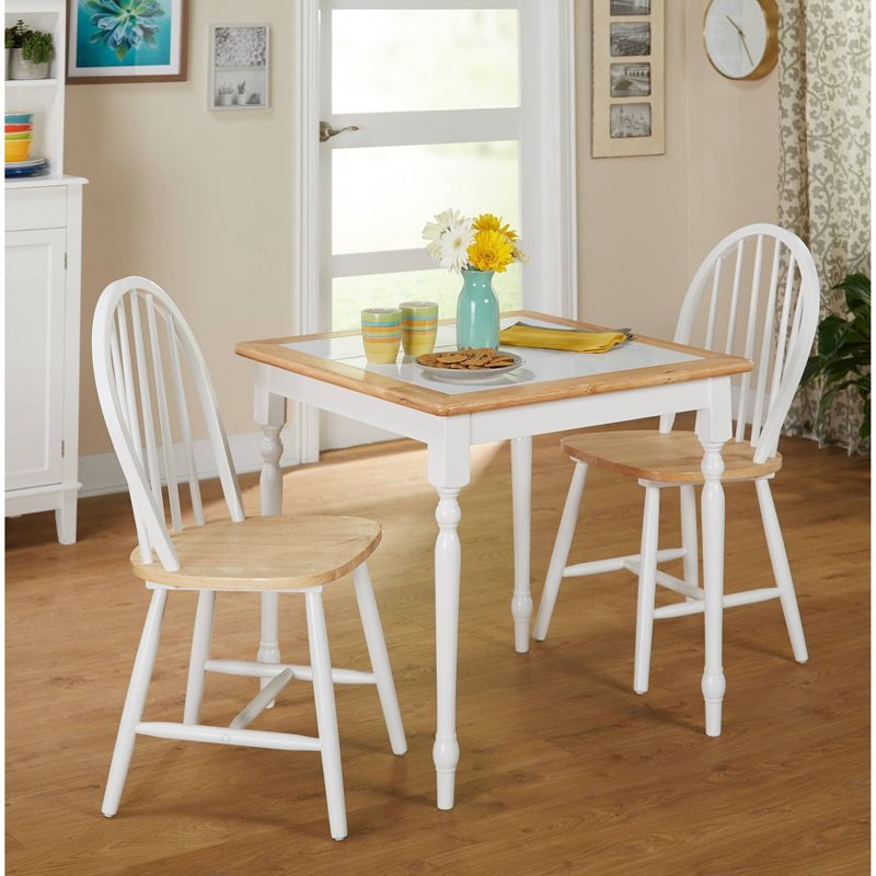 3pc Chester Tile Top Dining Set White/Natural - Buylateral