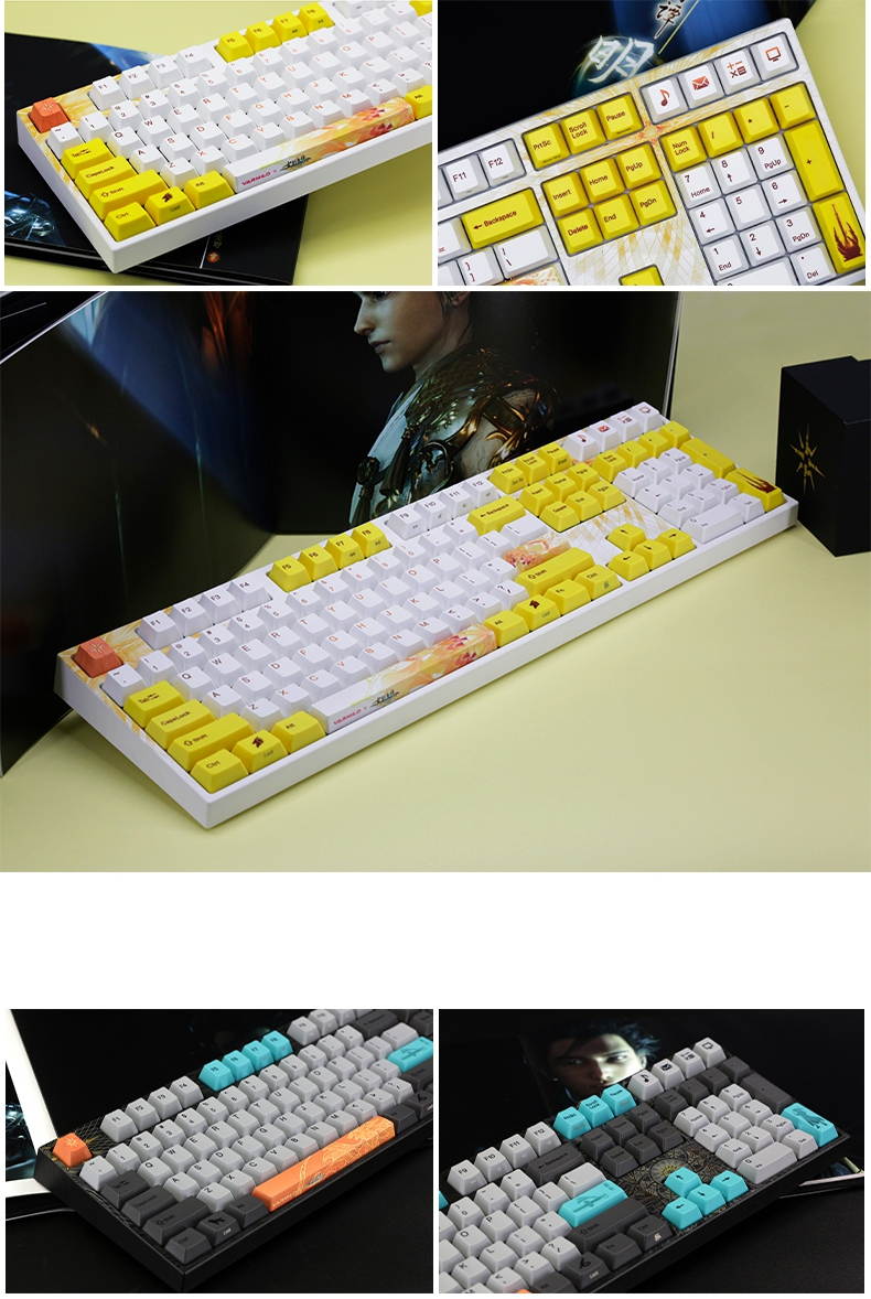 Varmilo  Ergonomic Design, Cool Exterior  108 Keys USB Wired Cable Detachable Cherry MX  Mechanical Gaming  Keyboard   For Office And Game, PBT Keycaps - VA108M Cen Ying Verison