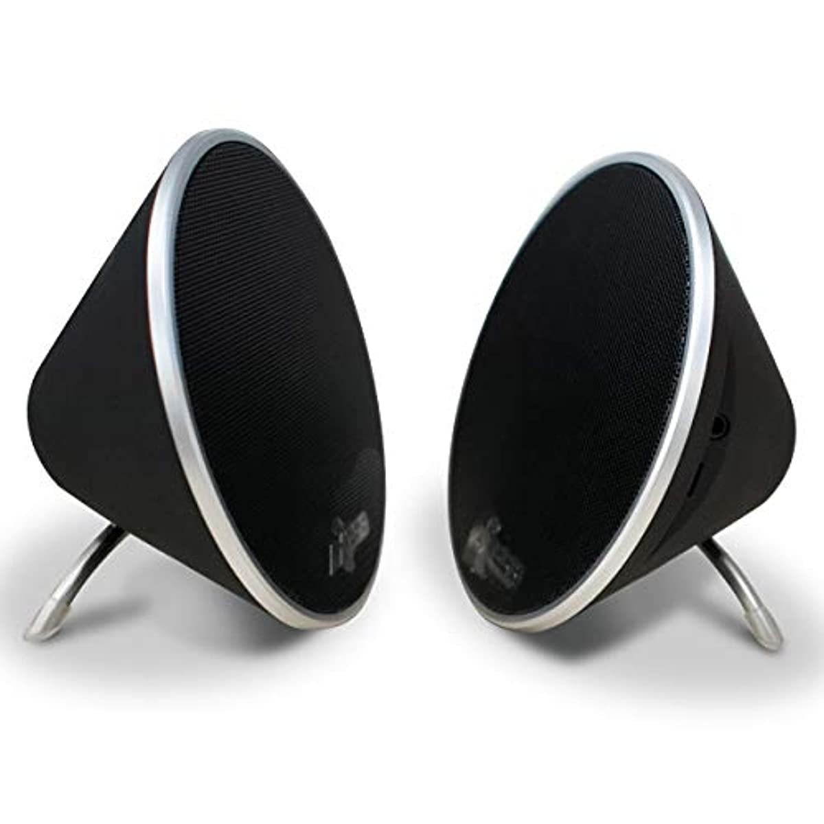 AXESS SPBP4401 Mono Wireless Bluetooth Cone Speaker with Pairing Capabilities, 2 Pack in Black