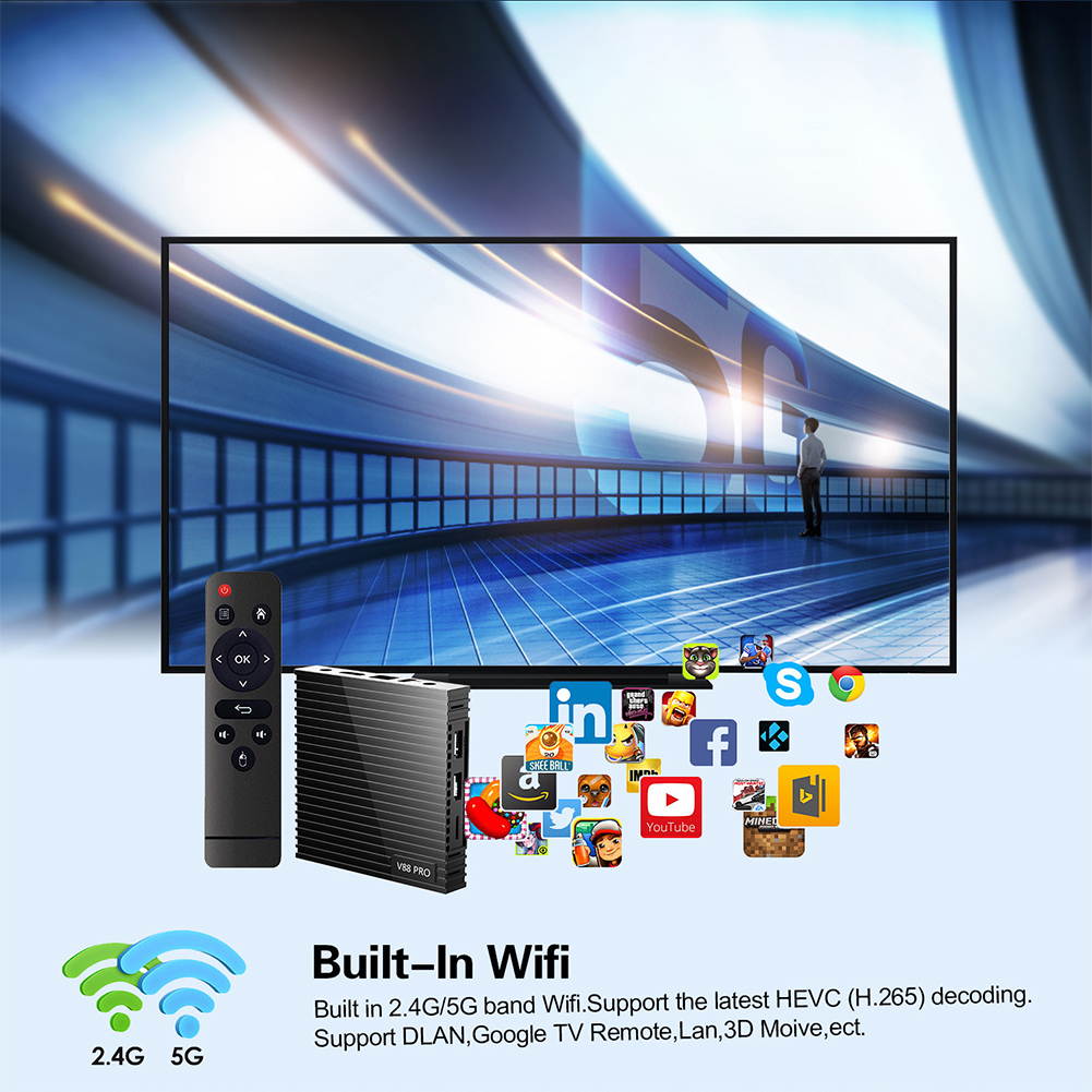 Media Player Streaming WIFI 4K HD Home Theater Set Top TV Box For Android 9.0 1GB+8GB