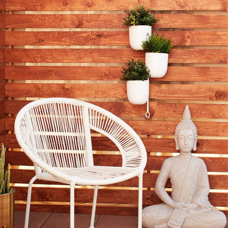Contemporary Indoor/Outdoor Metal Hanging Wall Planter Rack White - Olivia & May