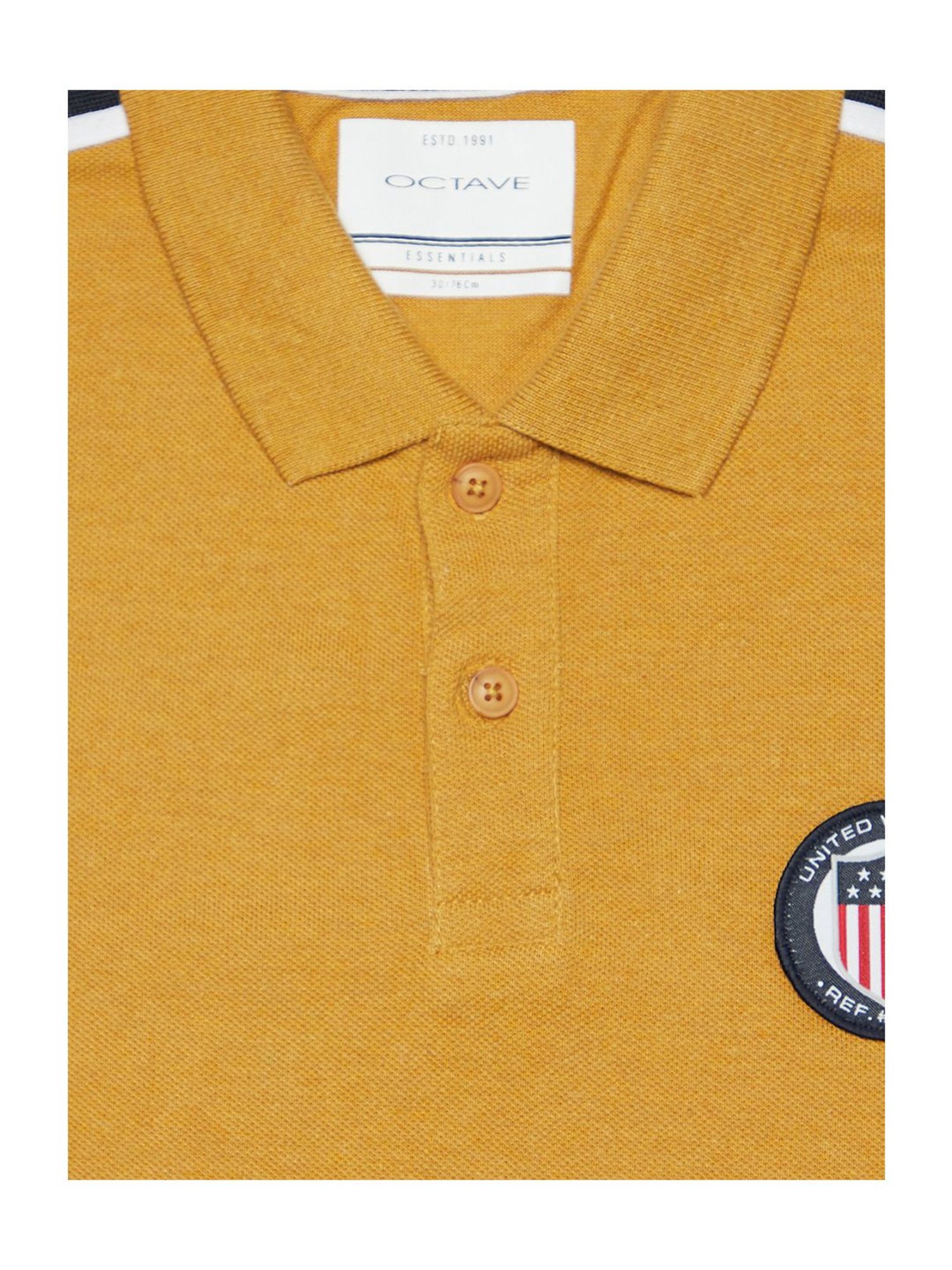 Octave Kids Mustard Melange Cotton Polo T-Shirt