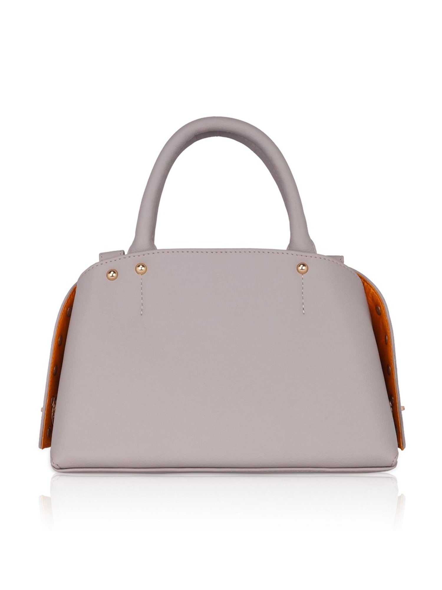 Eume Marigold Light Grey Leather Satchel Handbag