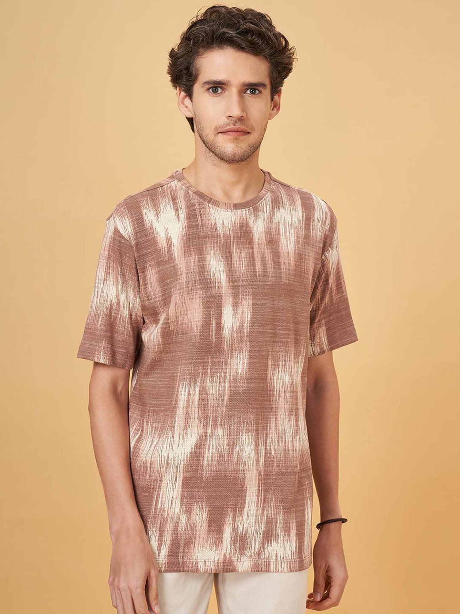 7 Alt By Pantaloons Whitecap Gray Cotton Relaxed Fit Printed T-Shirt