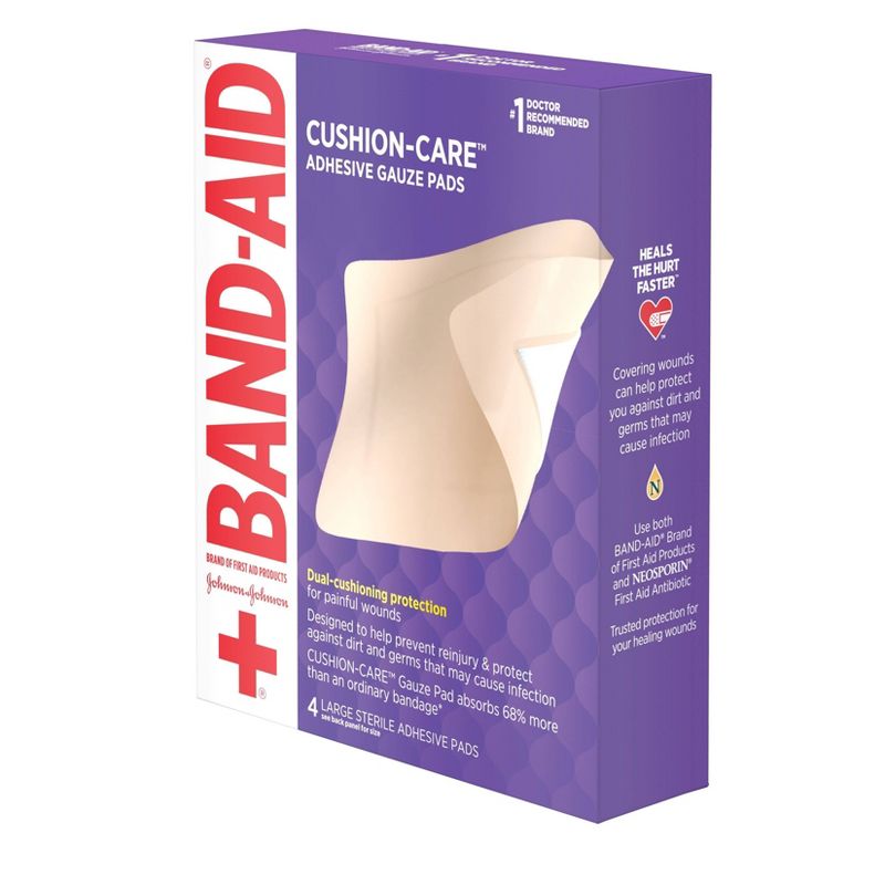 Band-Aid Brand First Aid Adhesive Gauze Pad - 4.5in x 5.5in - 4ct