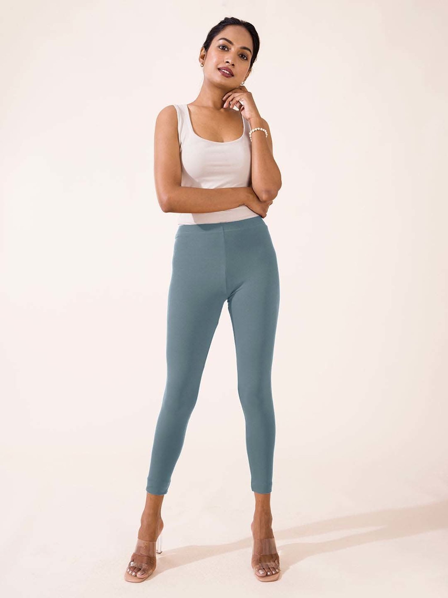 Go Colors! Turquoise Cotton Crop Leggings
