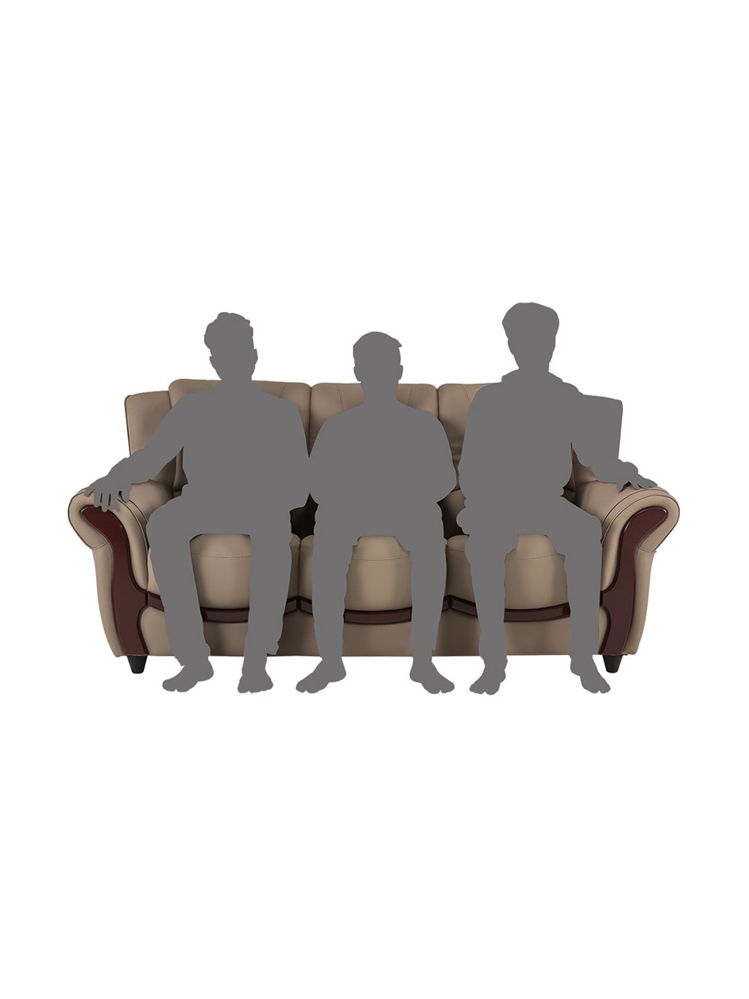 Durian Blos Brown Premium Leatherette 3 Seater Sofa