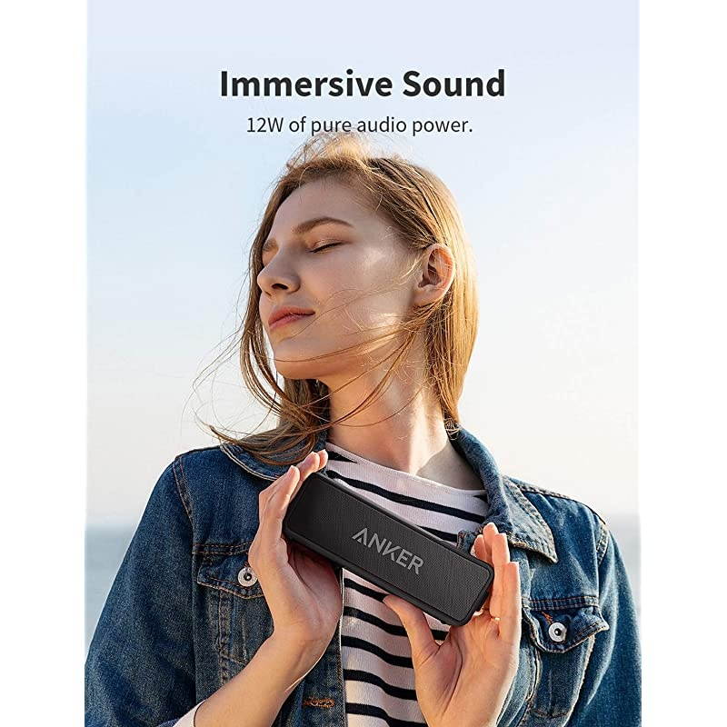 Soundcore 2 Portable Bluetooth Speaker with 12W Stereo Sound, Bluetooth 5, Bassup, IPX7 Waterproof, 24-Hour Playtime, Wireless Stereo Pairing, Speaker for Home, Outdoors, Travel