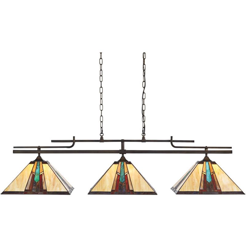 Robert Louis Tiffany Pirro 56" Wide Bronze Ranier Kitchen Island Light Pendant