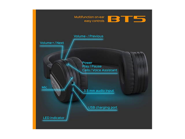 TREBLAB BT5 Ultimate on-ear wireless headphones with True-HD Sound