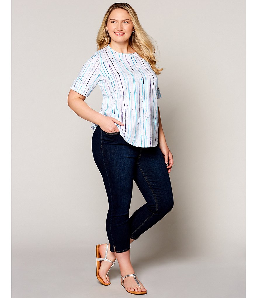 Westbound Plus Size Drip Design Short Sleeve Crew Neck Cotton Blend Tee