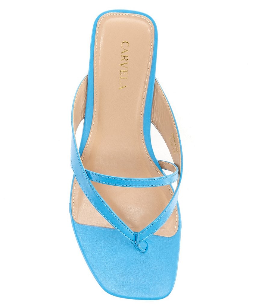Carvela Grand Leather Square Toe Thong Sandals