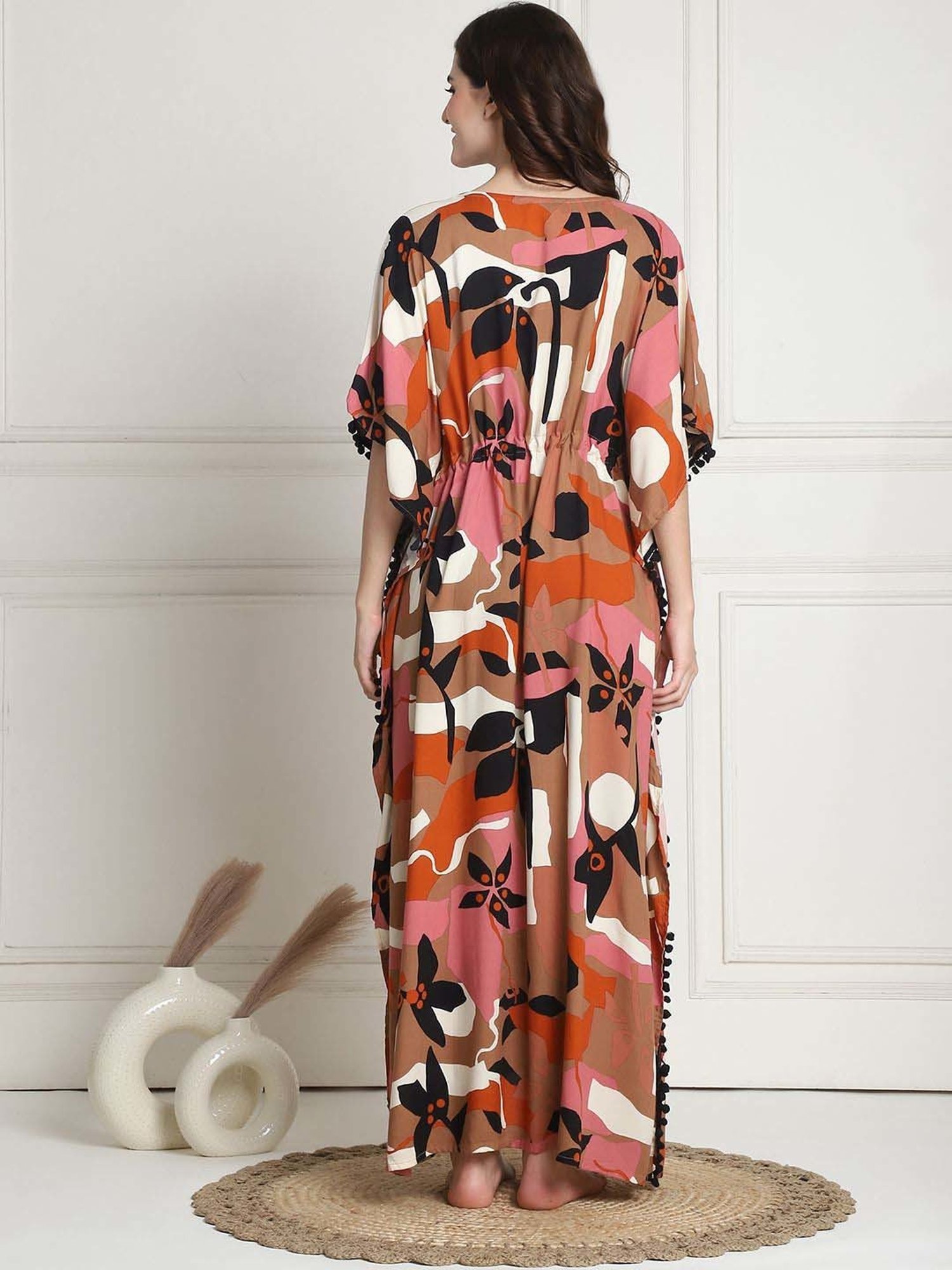 Secret Wish Brown Printed Maternity Kaftan