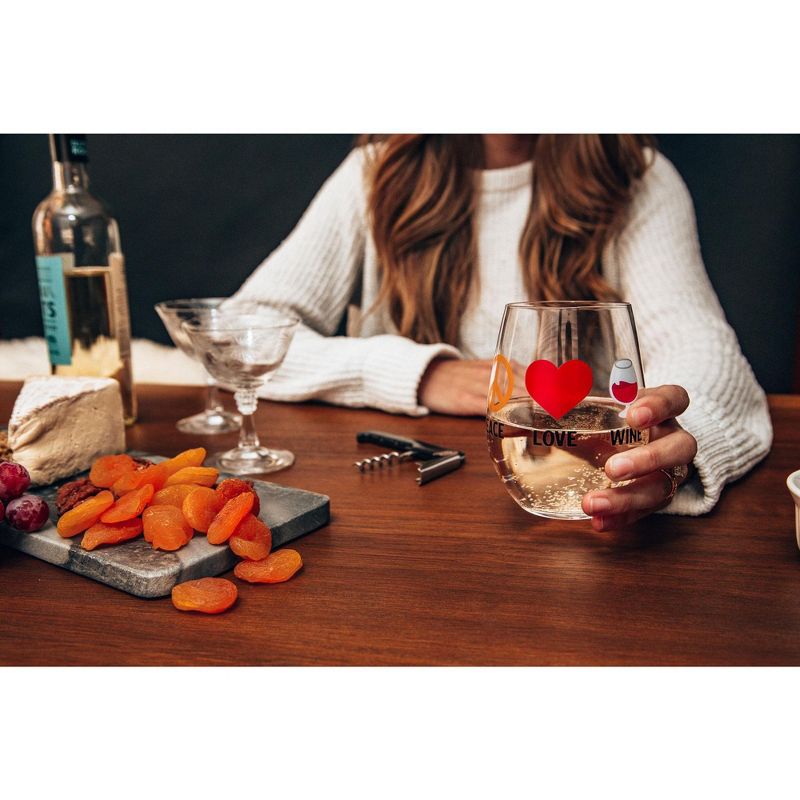 Toynk "Peace Love Wine" Oversized Stemless Wine Glass | Holds 20 Ounces