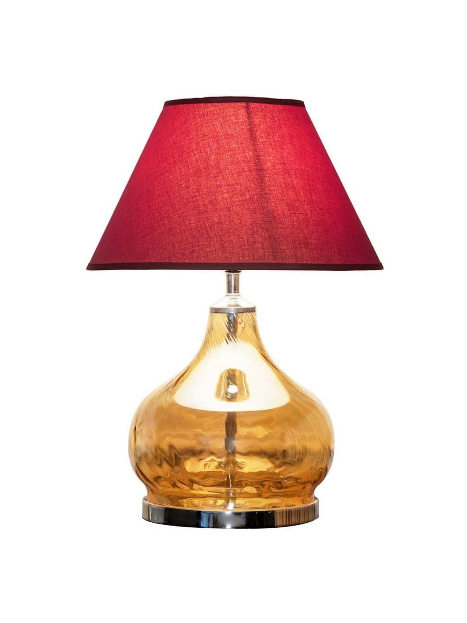 Kapoor Lamp Shades Amber & Nickel Glass Ingram Table Lamp With Cotton Shade
