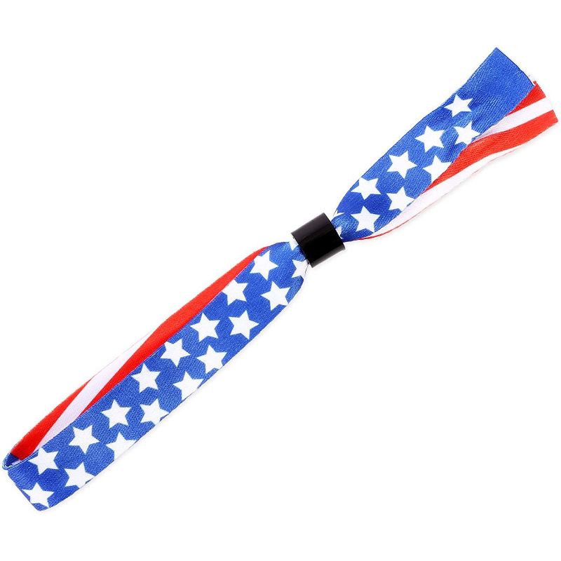 Juvolicious 30 Pack Patriotic American Flag & Star Fabric Wristbands Party Favors for 4th of July, Election Day