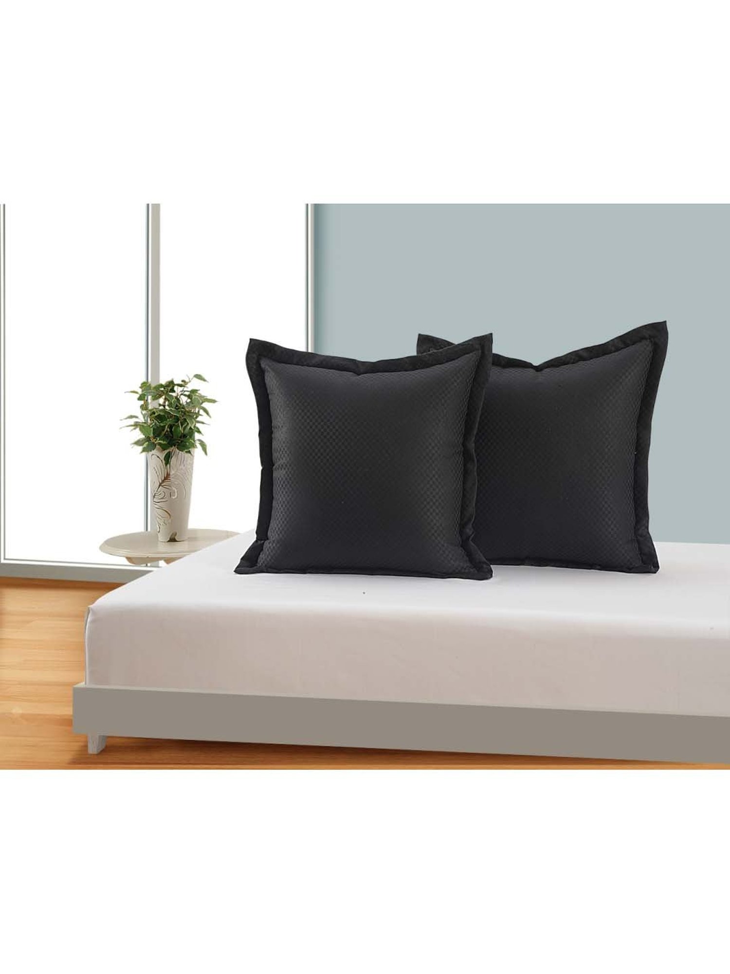 Swayam Black Polyester 61 cm x 61 cm Cushion Covers - Set of 2
