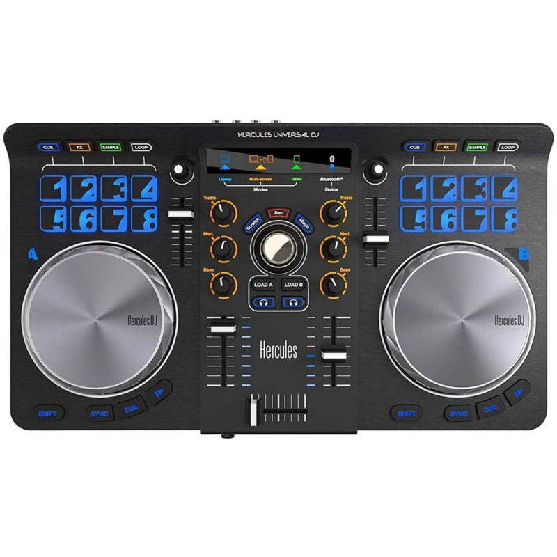 Hercules Universal DJ Bluetooth + USB DJ Controller with AKG K 240 Studio Pro Headphones & Stereo Mini Cable Bundle