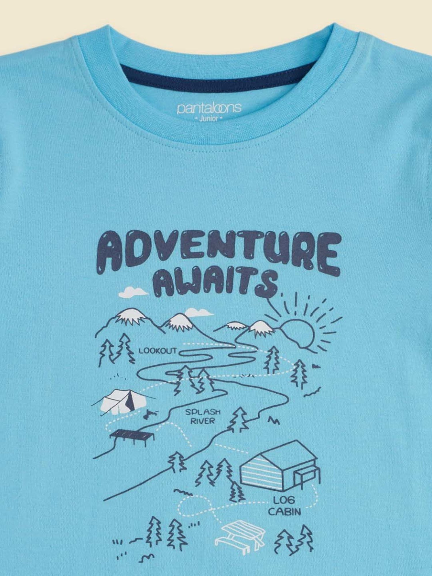 Pantaloons Baby Kids Yellow & Blue Cotton Printed Full Sleeves T-Shirt