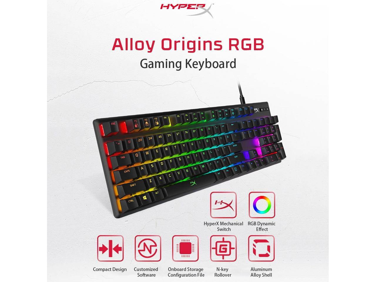 Kingston Mechanical Keyboard HyperX Alloy Origins RGB Gaming Keyboard 104 Keys Mechanical Keyboard HyperX Aqua Switch