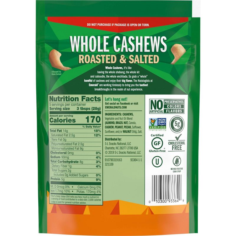 Emerald Whole Cashews Roasted & Salted - 5oz