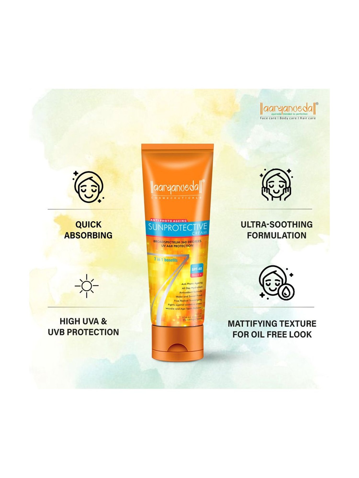 Aryanveda Sunscreen Lotion with SPF 40 - 60 ml