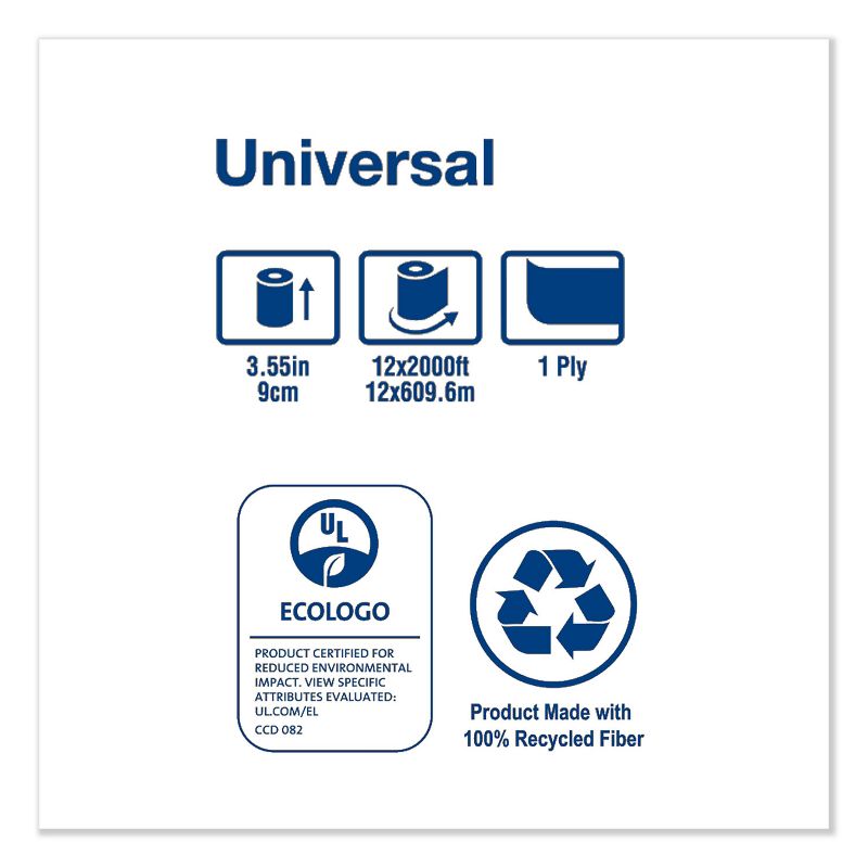 Tork Jumbo Bath Tissue, Septic Safe, 1-Ply, White, 3.48" x 2,000 ft TJ0912A