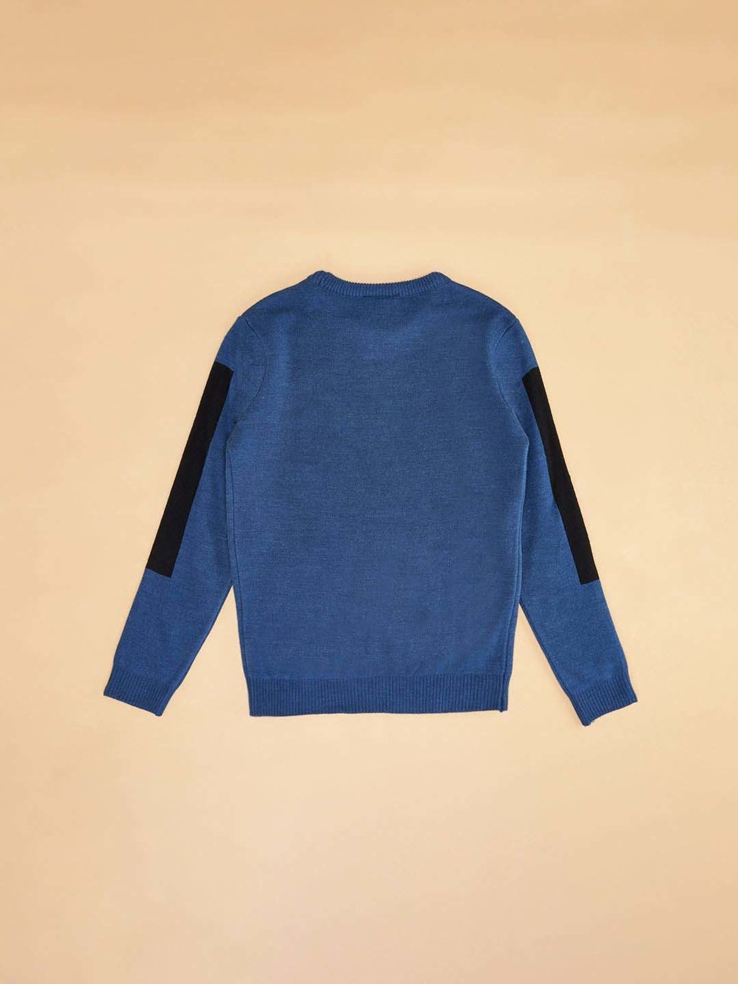 Pantaloons Junior Blue Cotton Printed Full Sleeves Sweater
