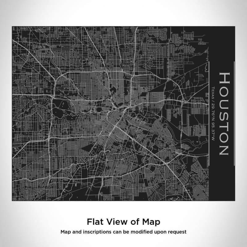 Houston - Texas Map Bottle with Bamboo Top in Matte Black