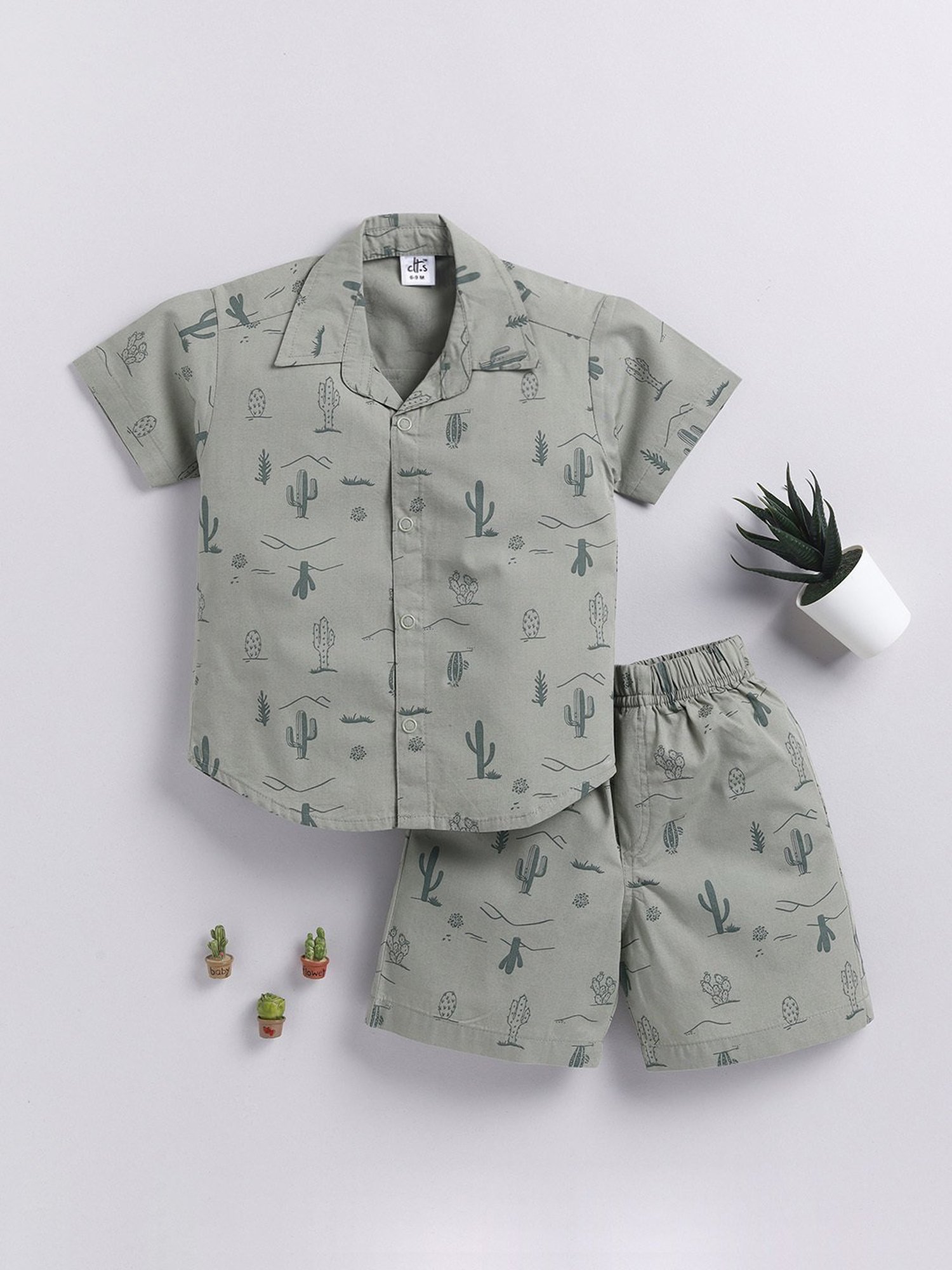 Clt.s Unisex Green Cotton Graphic Co-ord Set
