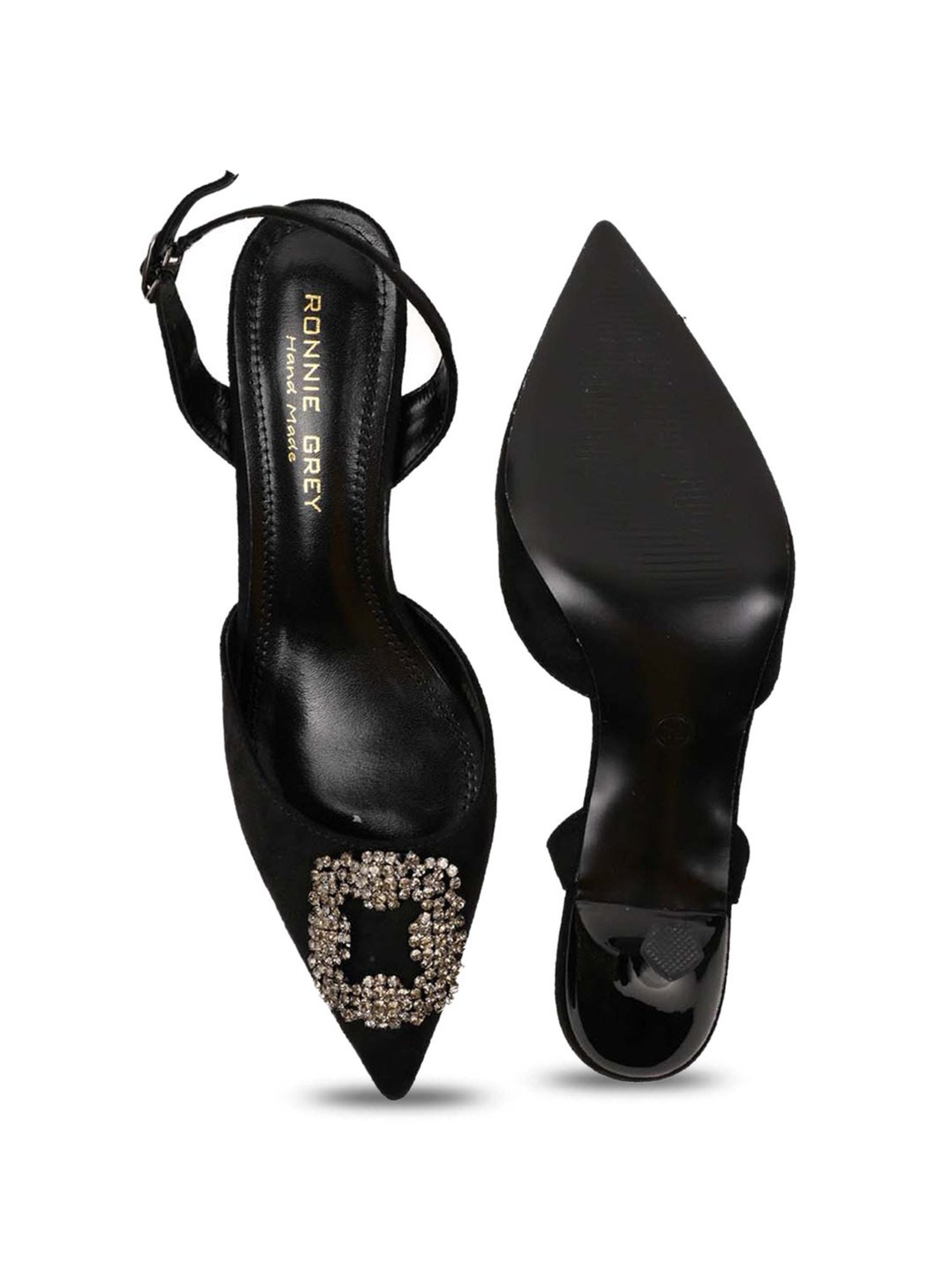 Ronnie Grey Women's Black Back Strap Stilettos