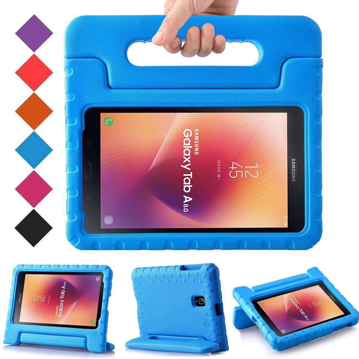BMOUO Kids Case for Samsung Galaxy Tab A 8.0 2017 (SM-T385 /T380) - EVA Shockproof Light Weight Handle Stand Kids Case Cover for Samsung Galaxy Tab A 8-inch 2017 Release - Blue