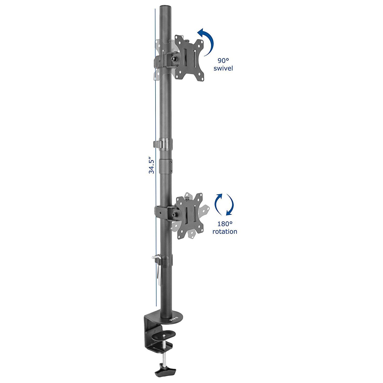 VIVO Dual LCD Monitor Desk Mount Stand Heavy Duty Stacked, Holds Vertical 2 Screens up to 32" (STAND-V002T)