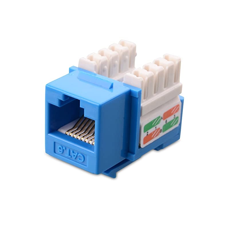 UL Listed 25Pack RJ45 Keystone Jack in Blue with Keystone PunchDown Stand